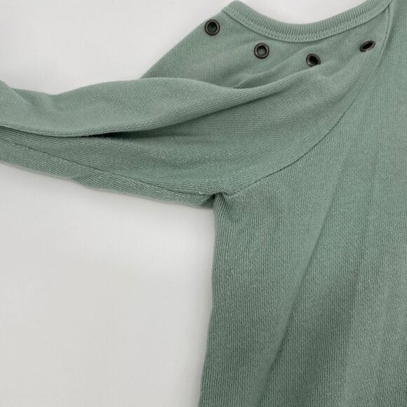 Soft Surroundings Sz L Milano Top Granite Green - Cold Shoulder, Grommets - Picture 8 of 15